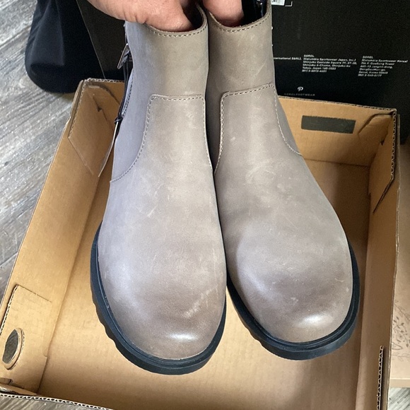 Sorel Emilie II zip waterproof boots quarry/black NWT 8M - Picture 4 of 9